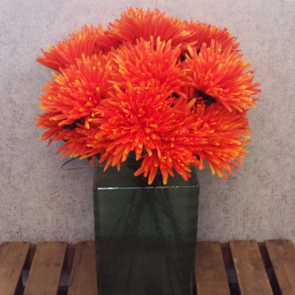 Artificial Spider Chrysanthemums Carnival Orange 64cm Silk Flowers